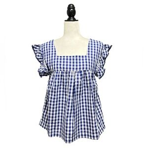 🆕 LIL CACTUS Gingham Plaid Flutter Blouse